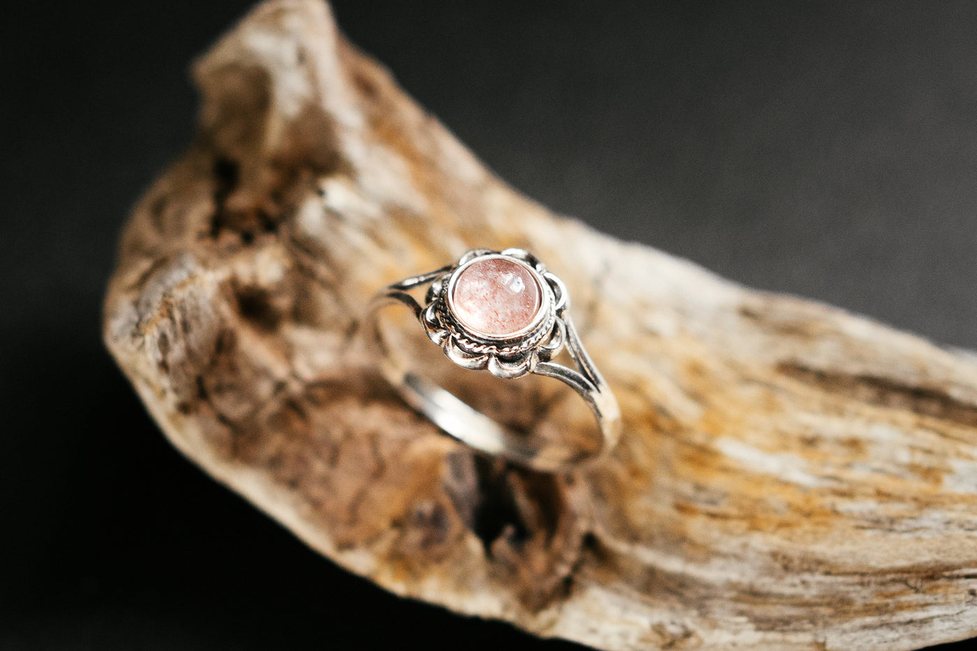 Erdbeerquarz Silberring - Rosa Edelstein Schmuck