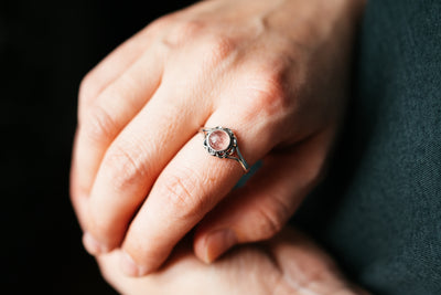 Erdbeerquarz Silberring - Rosa Edelstein Schmuck
