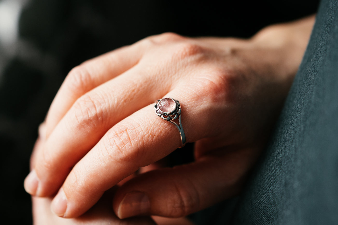 Erdbeerquarz Silberring - Rosa Edelstein Schmuck