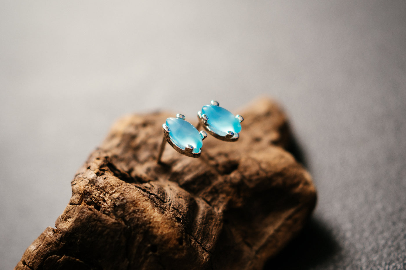 Aqua Achat Steckerohrringe – Sterlingsilber Marquise-Schliff Blaue Edelsteine