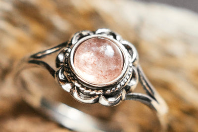 Erdbeerquarz Silberring - Rosa Edelstein Schmuck
